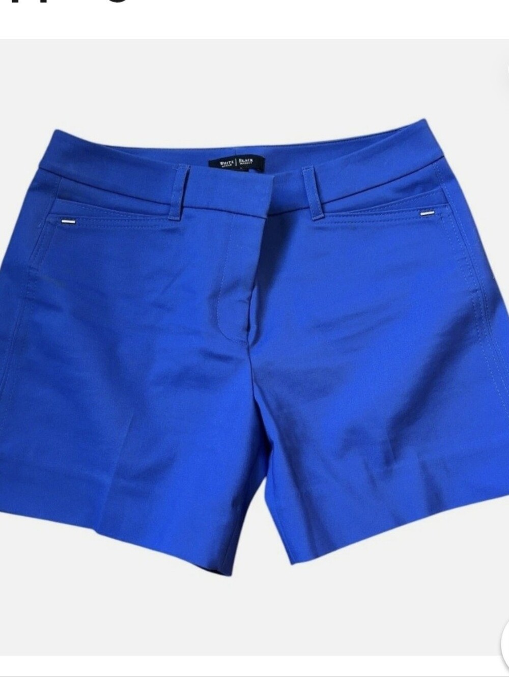 WHITE HOUSE BLACK MARKET; ROYAL BLUE SHORTS; SATEEN; SILVER ACCENTS; SZ 14; NWT!